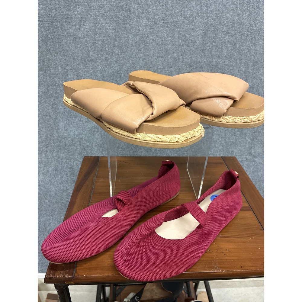 Lot of 2 Sincerely Jules Tan Knotted Slide Danskin Flats 7.5